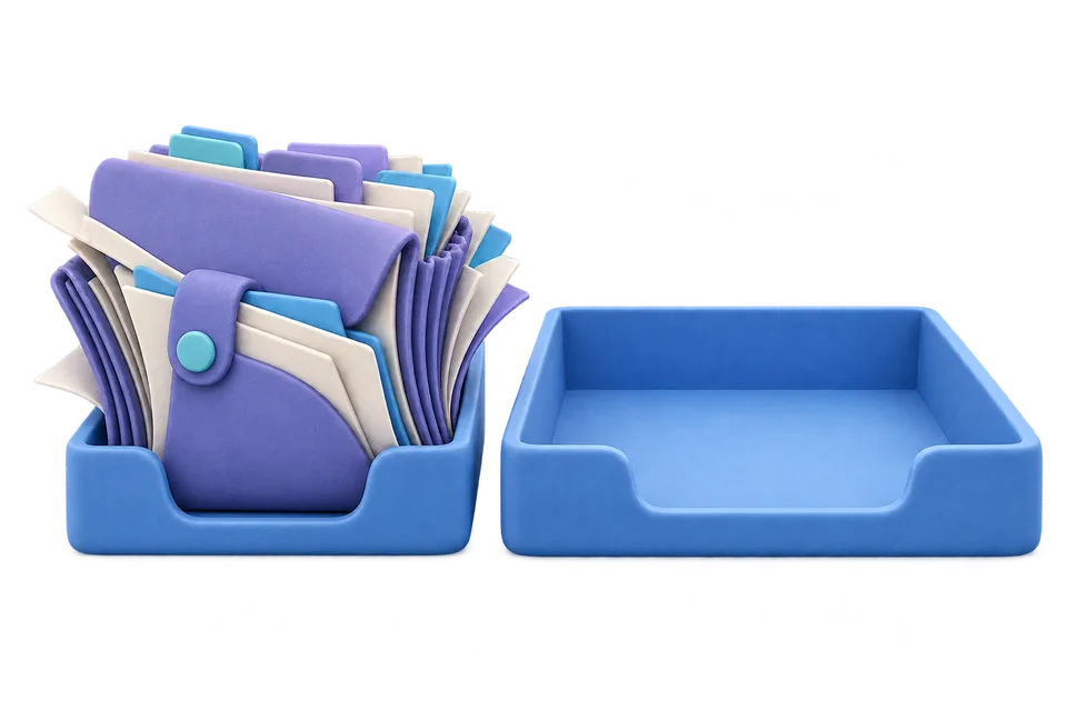 Concept illustration of business information outgrowing the tools holding it
