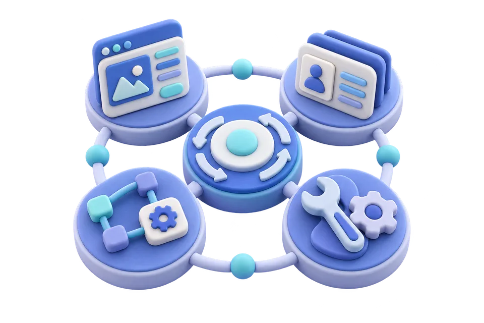Concept illustration of complementary business technology services