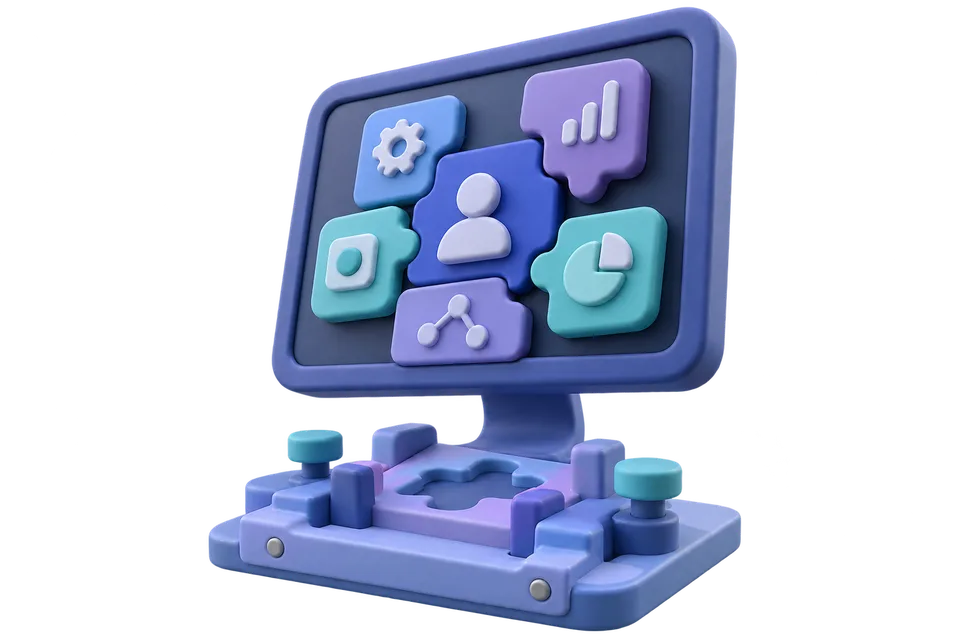 Concept illustration of software shaped around a customer or team task