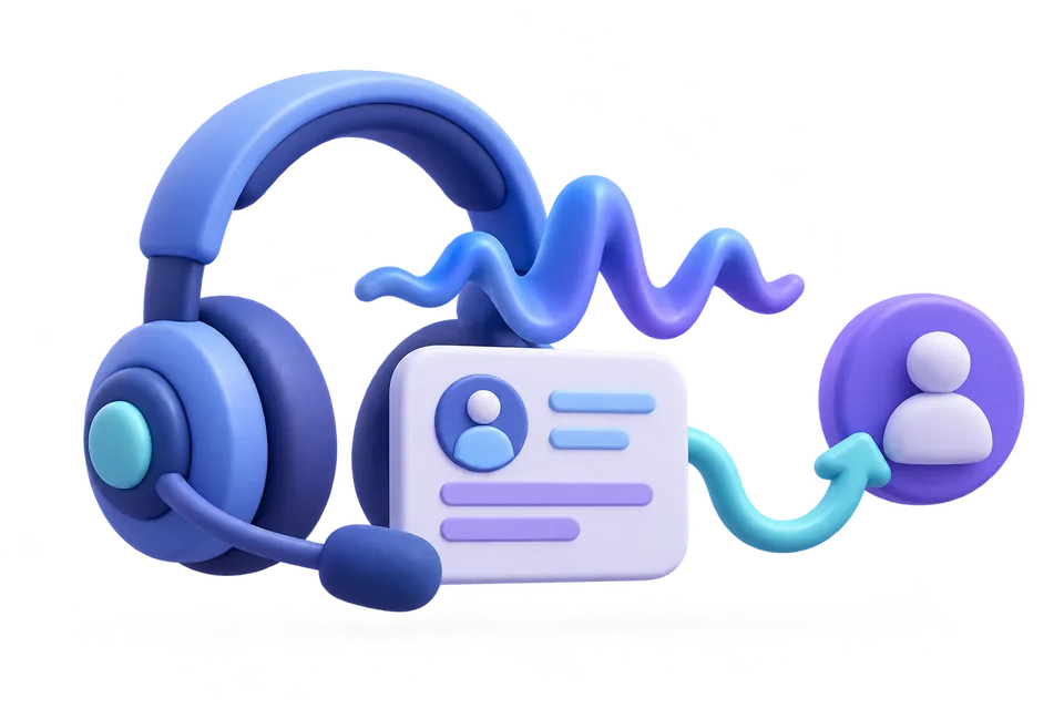 Concept illustration of call handling with inquiry capture and human handoff